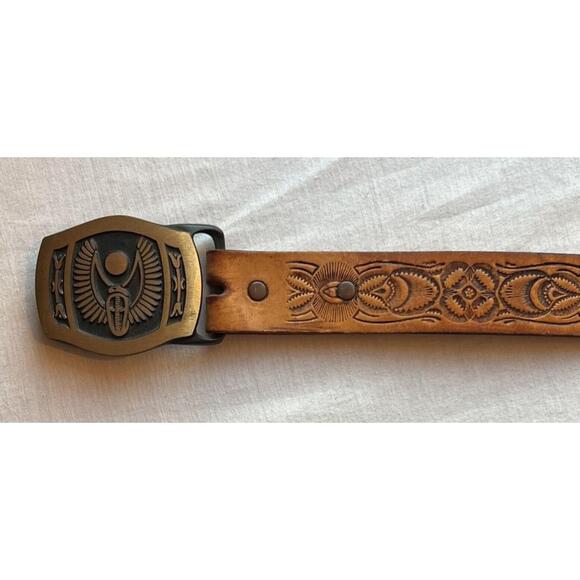 1978 Tech Ether Turner "Winged Cobra" Solid Brass Belt Buckle & Leather Belt - Picture 5 of 8